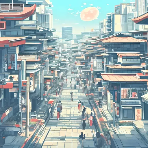 Prompt: Modern anime japanese city landscape
