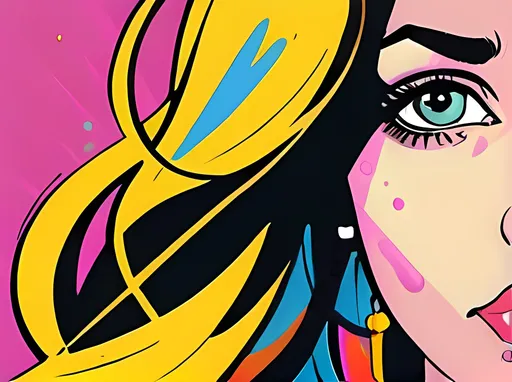 Prompt: Pop art illustration of a disheveled Disney princess, tired expression, messy hair, vibrant colors, comic book style, pop art, tired eyes, disney princess, colorful, messy hair, vibrant, comic book, expressive, pop art style, tired expression, disheveled, disney