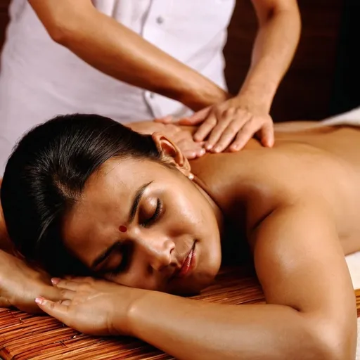 Prompt: Indian man  massage beautiful woman