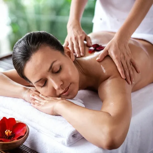 Prompt: Man massage a woman in spa 