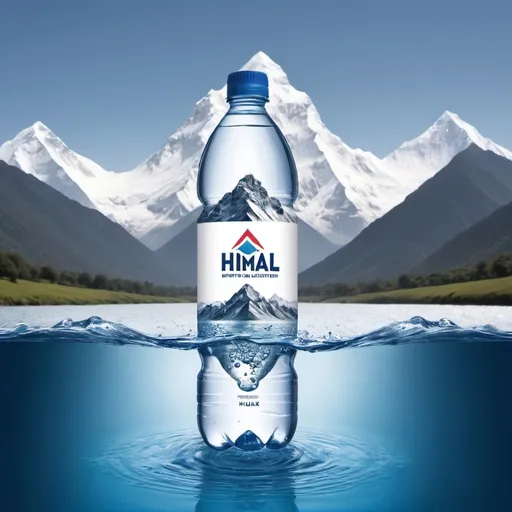 Prompt: create an ad using the same himal bottled water with mountains and water flowing 
