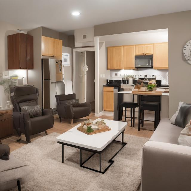 Prompt: a living room setting with appliances
