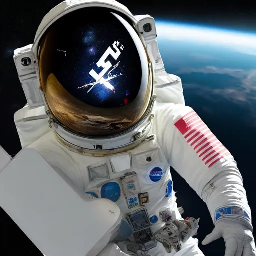 Prompt: a space x astronaut with a uniqconsulting.ch logo from web on his Arm a swiss fag
