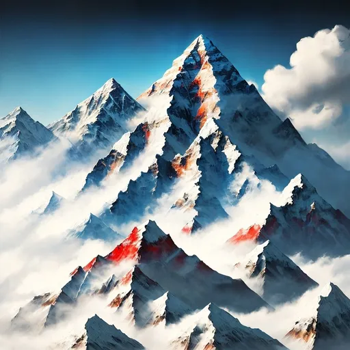 Prompt: an airbrush oil painting of mount Everest, 