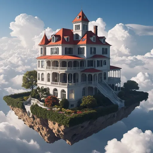 Prompt: a house in the clouds by Mike Campau and Lisa Frank and Ron Arad
Style: Fantasy Art