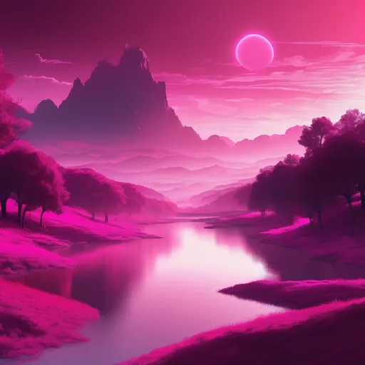 Prompt: Beautiful pink glowing landscape
Style: Digital Art