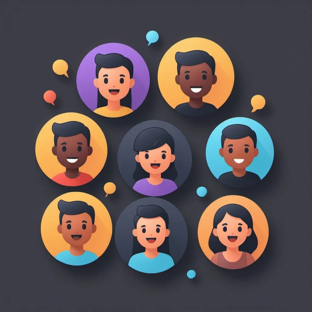 Prompt: an icon design for a group of people chatting in a discord group