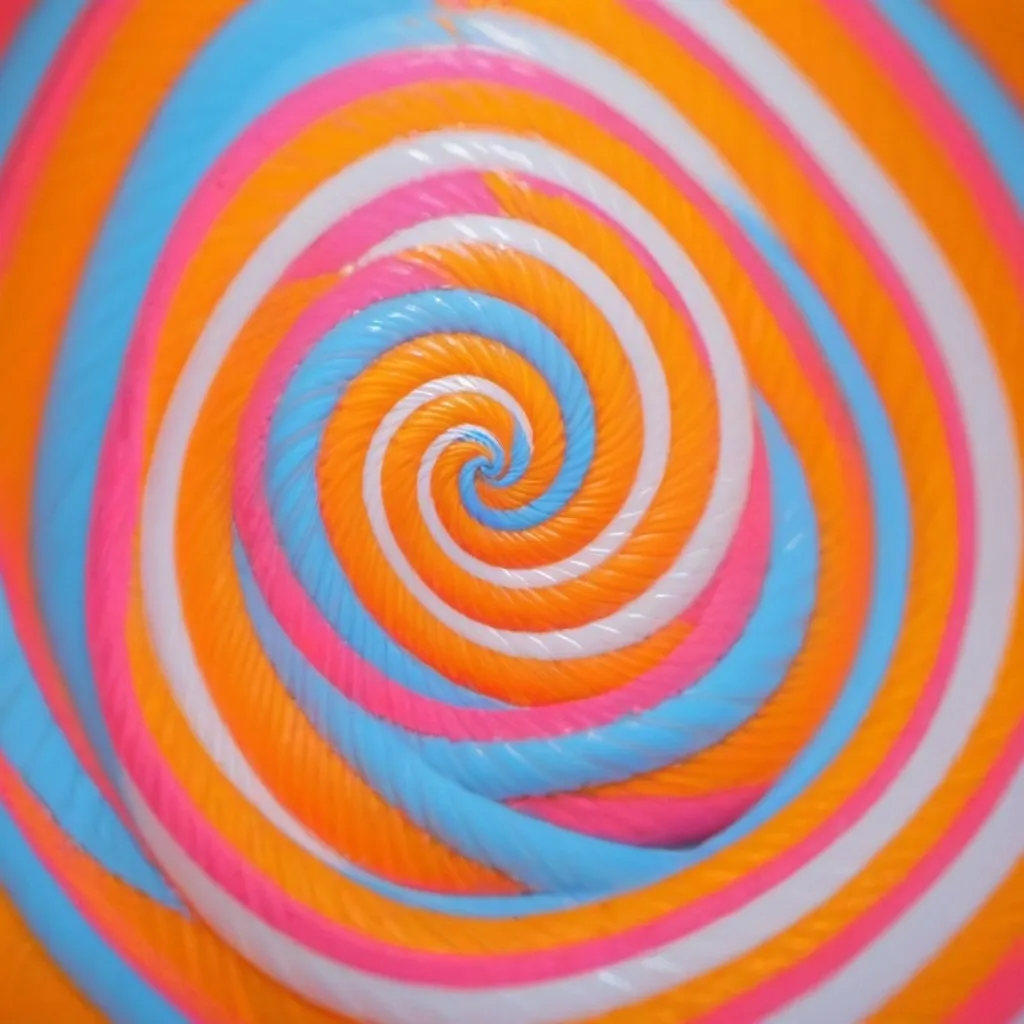 Prompt: swirl 
bright orange
neon yellow white
neon pink spiral 
light blue
center twist
