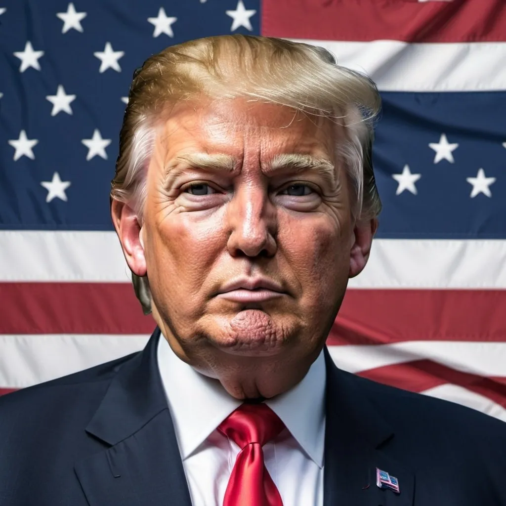 Prompt: Make Trump ai image with American flag
