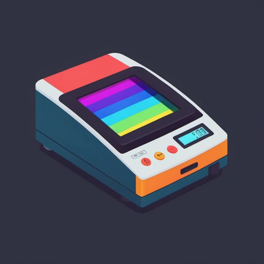 Prompt: brightly colored spectrophotometer flat art style