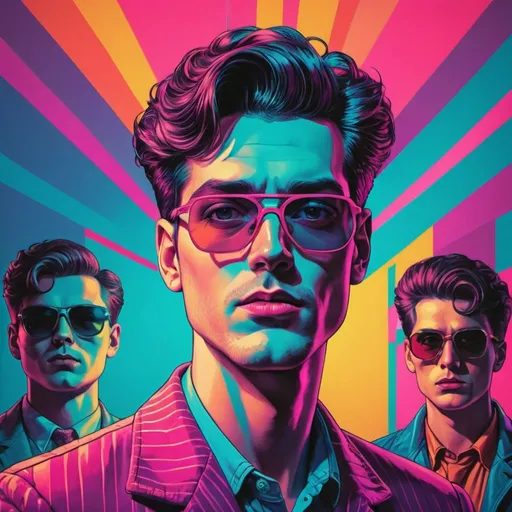 Prompt: group of men standing, retrowave art, official print, Dan Smith,, Instagram art,, hyper-detailed, beautiful shades, man stands out, LGBT, battalion, pop art, vibrant colors, detailed print, stylish retro, strong presence, artistic, high contrast, retro vibe, confident stance, 80s inspired, iconic retro, professional art quality, bold and vibrant, hyper-detailed, pop art style, dynamic composition, atmospheric lighting, vintage color palette ilustration
FACE ILUSTRATION
