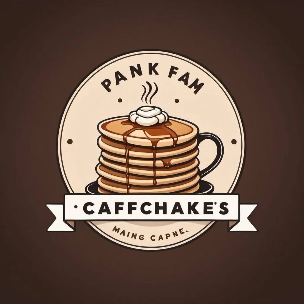 Prompt: Modern coffeshop making pancakes logo featuring mug handle