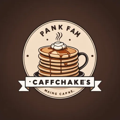 Prompt: Modern coffeshop making pancakes logo featuring mug handle