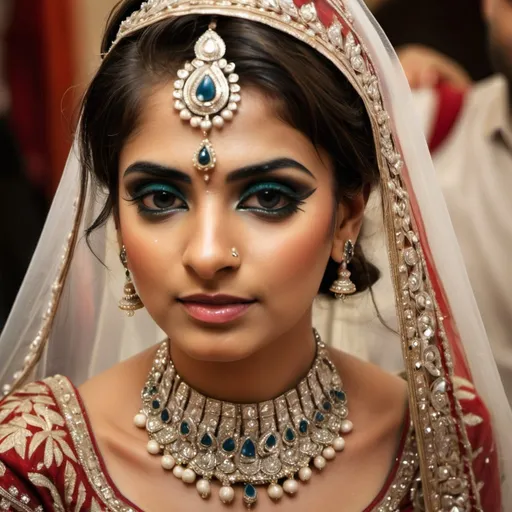 Prompt: hi res images of bridal make up for indian marriage