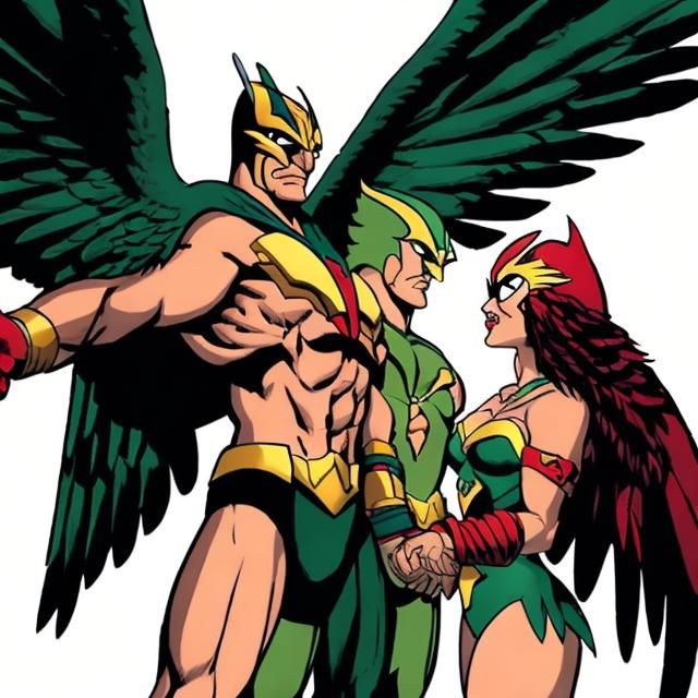 Prompt: Hawkman and Hawkgirl