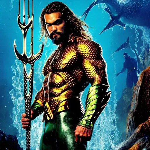 Prompt: Aquaman Movie, 1990s poster