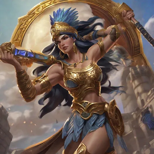 Prompt: Smite UI rendering of Ceres as a warrior class Roman goddess in Smite