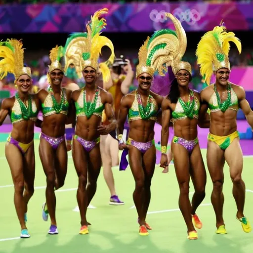 Prompt: Team Mardi Gras at the Olympic Games