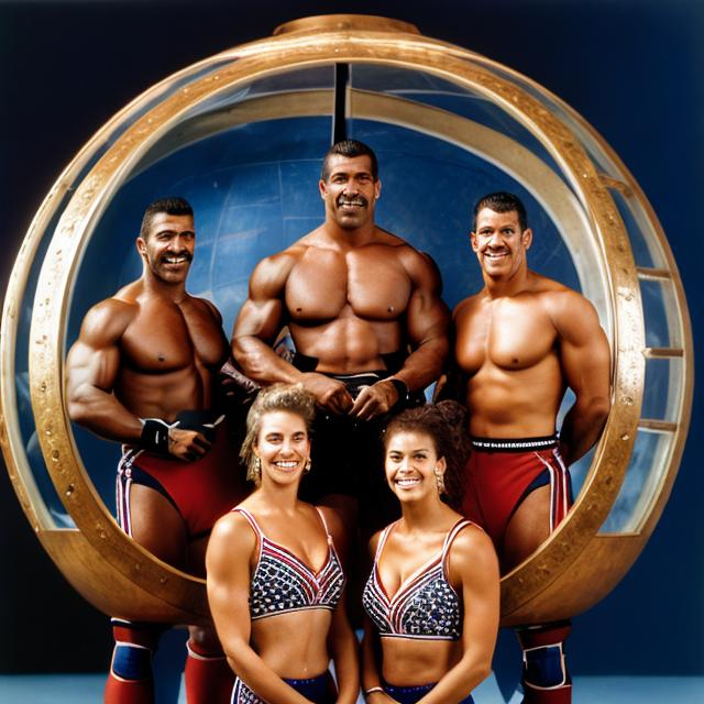 Prompt: Portrait of the American Gladiators in their Atlaspheres