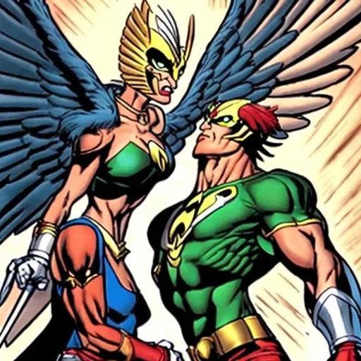 Prompt: Hawkman and Hawkgirl