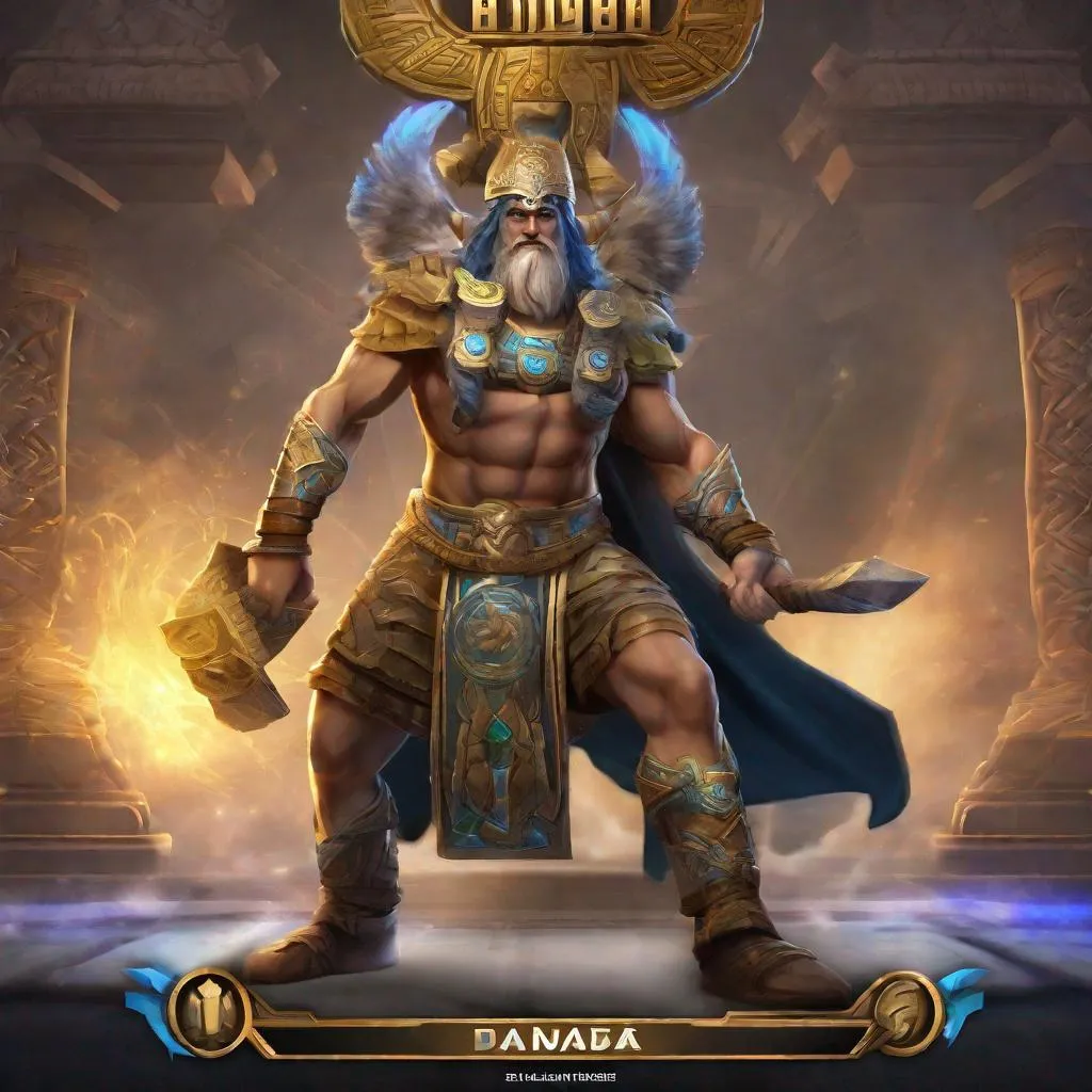 Prompt: Smite UI rendering of the Dagda as a god in the Celtic pantheon in Smite