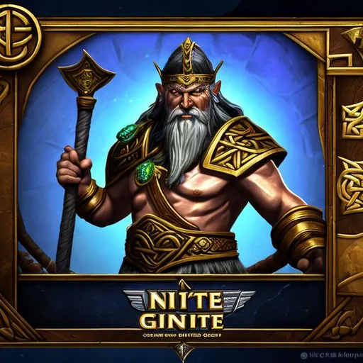 Prompt: Smite UI rendering of Dagda, Chieftain of the Celtic Gods, as a playable god in Smite