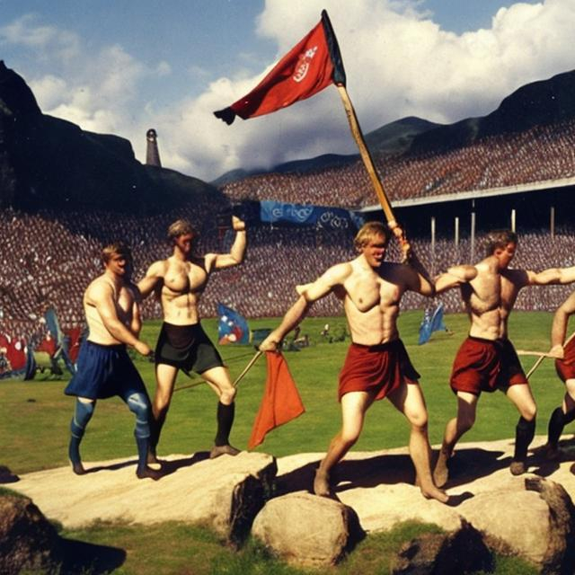 Prompt: Team Ancient Norse at the Olympic Games