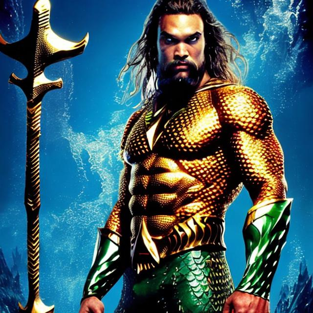 Prompt: Aquaman Movie, 1990s poster