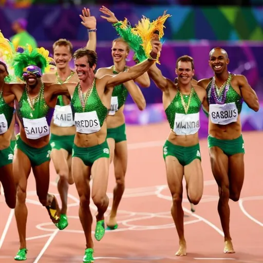 Prompt: Team Mardi Gras at the Olympic Games