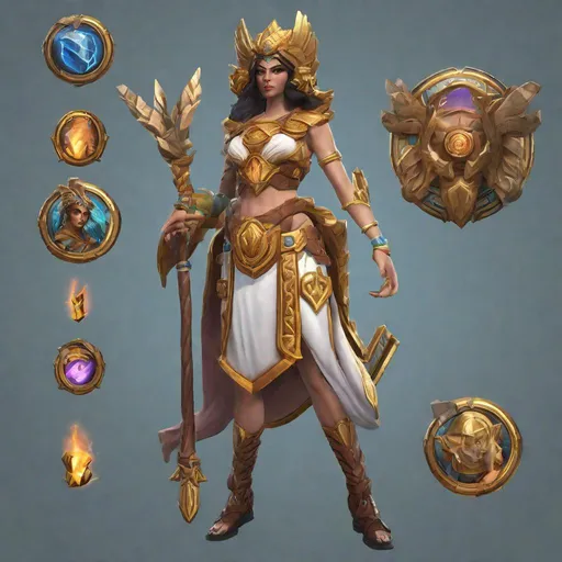 Prompt: Smite UI rendering of Vesta as a mage class Roman goddess in Smite