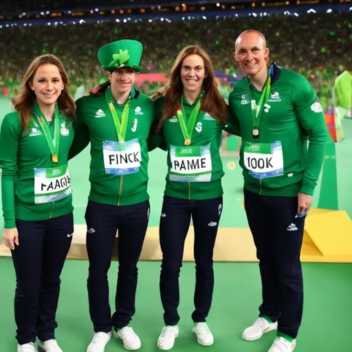 Prompt: Team Saint Patrick's Day at the Olympic Games