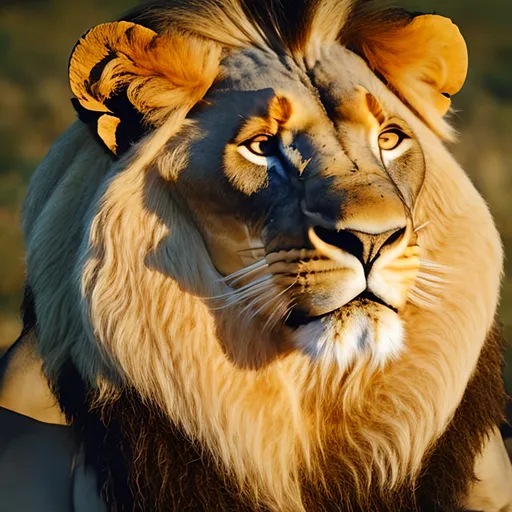 Prompt: A lion head showing its majestic feature 