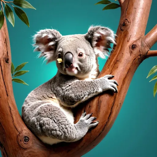 Prompt: make a logo of " lazy lad media " with a koala sleeping on a tree like a lazy