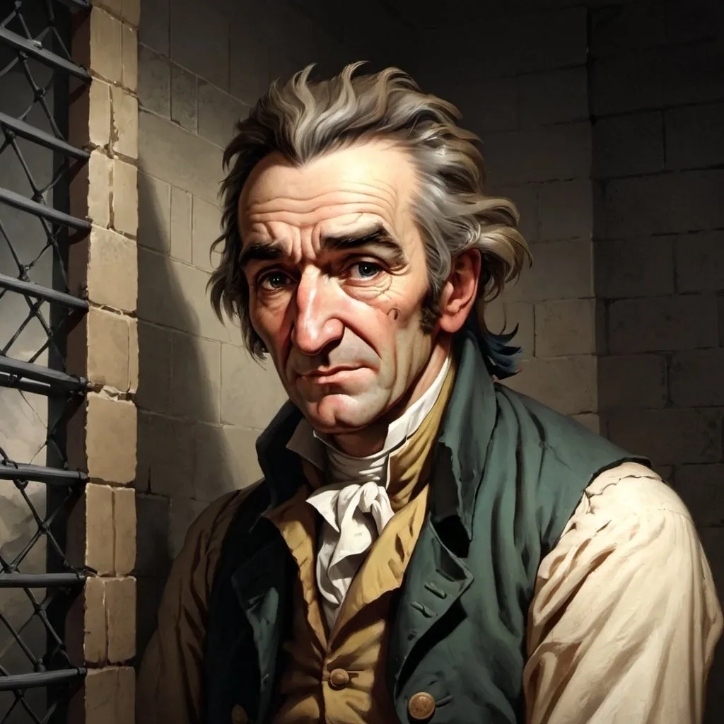 Prompt: Thomas Paine sick and in prison