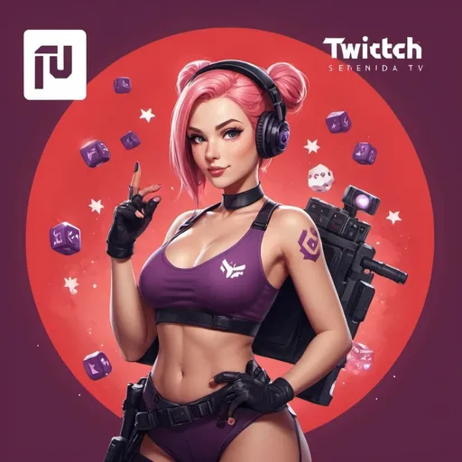 Prompt: Create a promotional image with a light red background. The text '🎮 Twitch.tv/titasophie 🎮 Lives de segunda a sexta, das 07:30 às 11h! Jogos variados e muita diversão. Deixe suas estrelinhas ✨ e ajude a espalhar o brilho! 💜' should be prominently displayed in the center of the image, with a clean and readable white font. The font should be playful yet professional, fitting for a gaming community. Add subtle star elements around the text to emphasize the 'estrelinhas' theme. Make sure the layout is well-balanced, with the text being the main focus. The overall vibe of the image should be fun and inviting, with a touch of warmth and creativity.