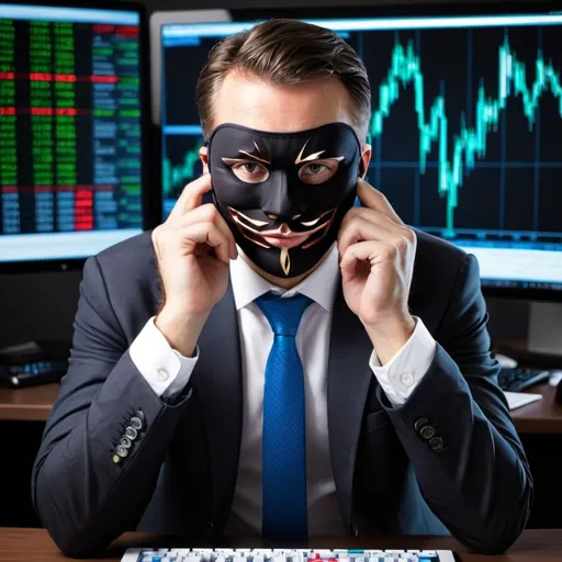 Prompt: Masked forex trader