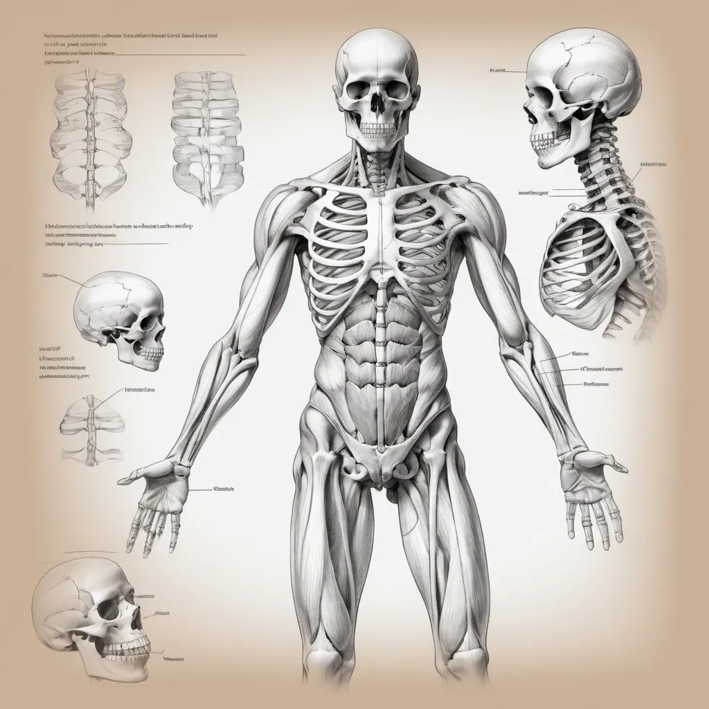 Prompt: musculoskeletal anatomy booklet sketched 