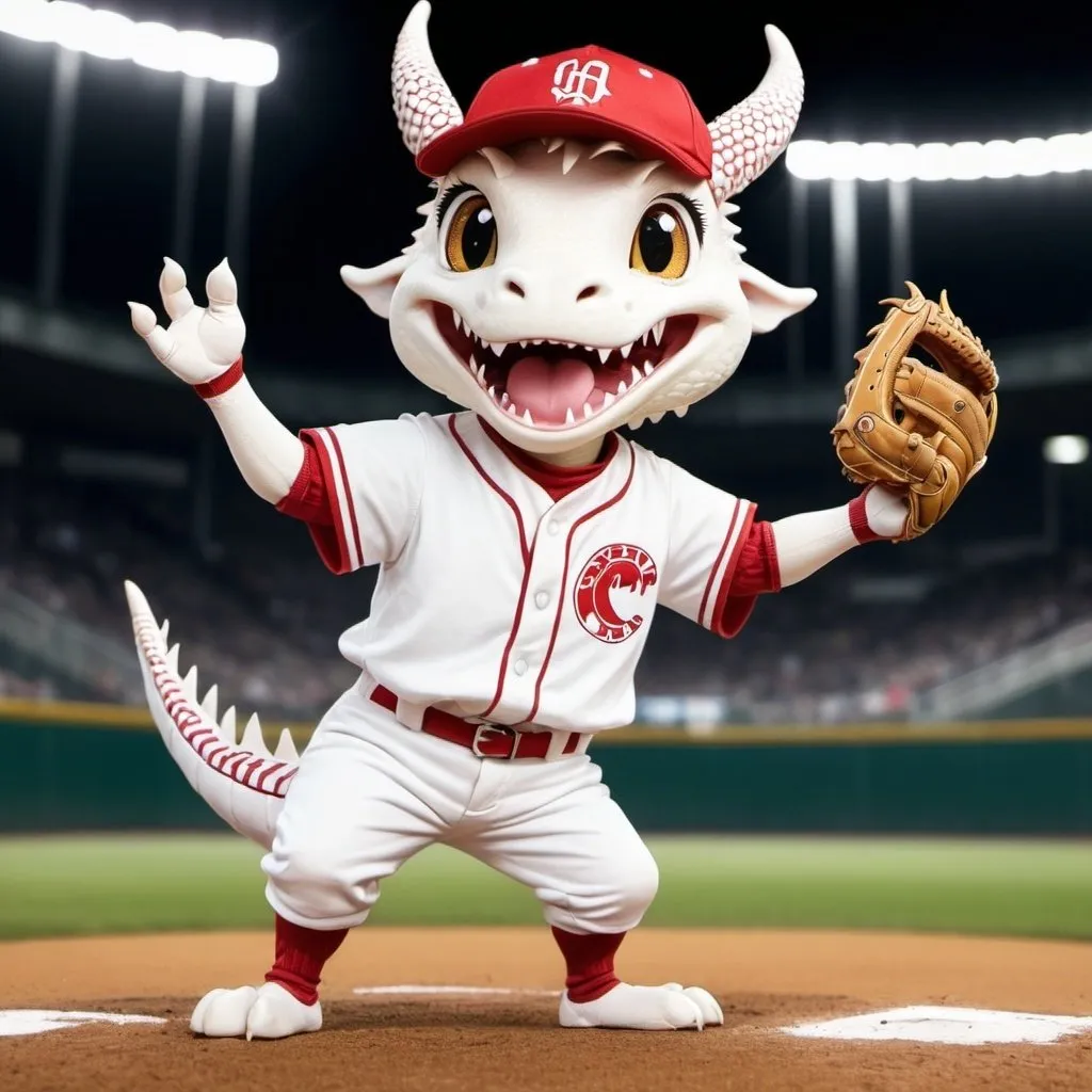Prompt: Un dragon habillé en tenue de baseball applaudit style manga mignon en 2D