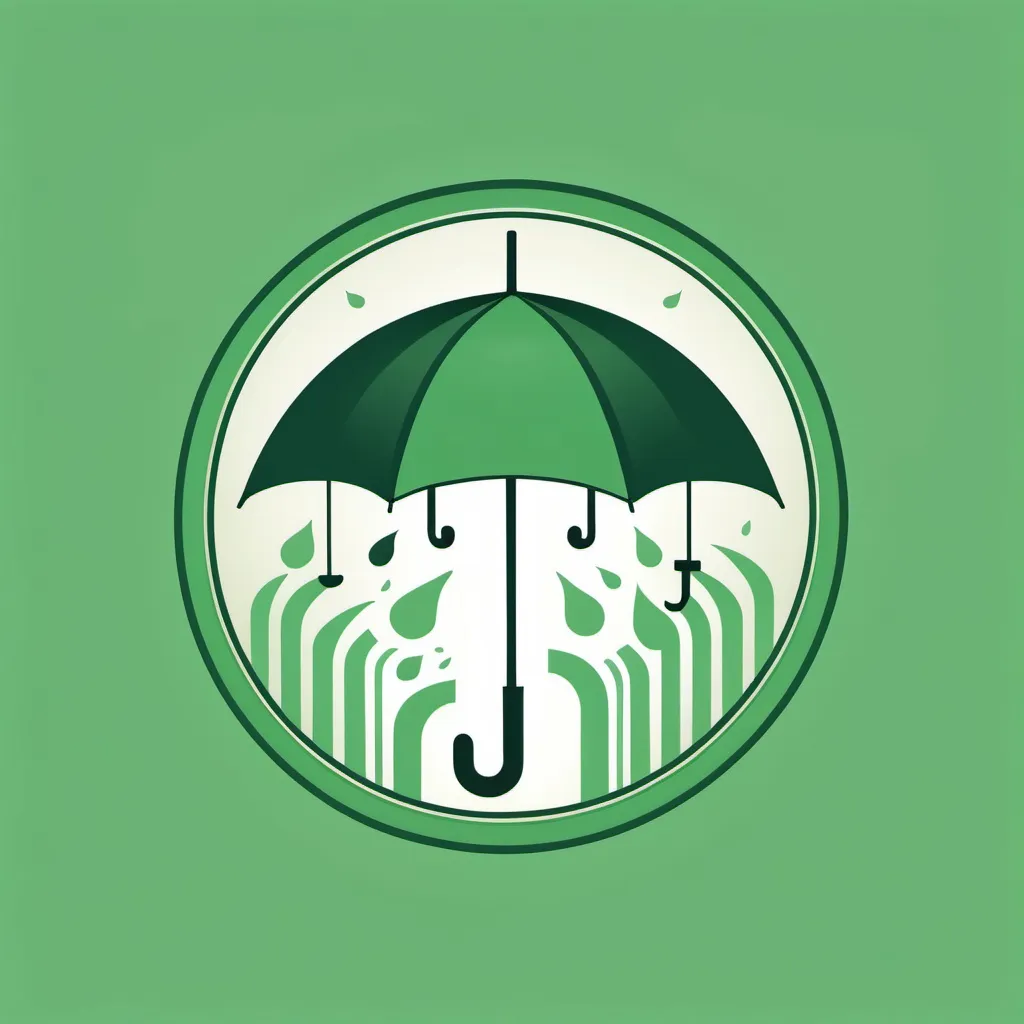 Prompt: Shows a light green feel, inside there is an umbrella symbol, underneath there is a symbol of hope and there are five strong poles forming one logo and below there is the writing Rahmatan lil alamin