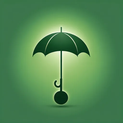 Prompt: Showing a light green feel, inside there is a silhouette of an umbrella under which there is a symbol of hope and a strong pole which forms one logo