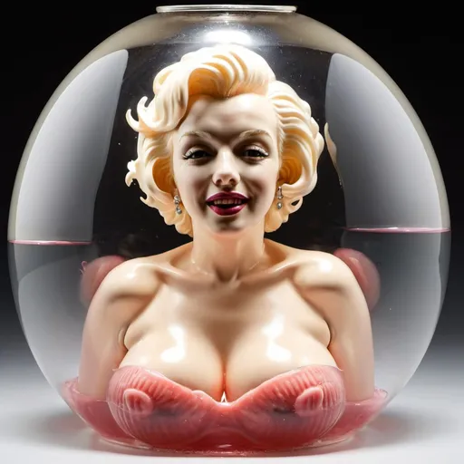 Prompt: Marilyn with mammaries encased in gelatin 
