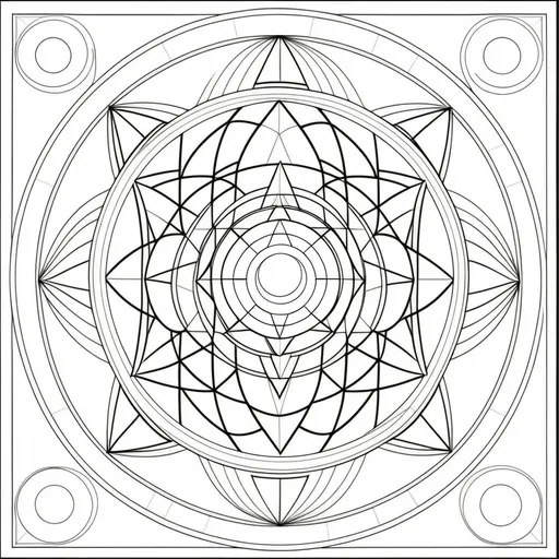 Prompt: No faces . Just sacred geometry shapes colouring pages . 12 month calender colouring book for adults. 12 different seasonal scared geometry colouring pictures. One colouring picture for each month . Each related to 
specific month of the calender.