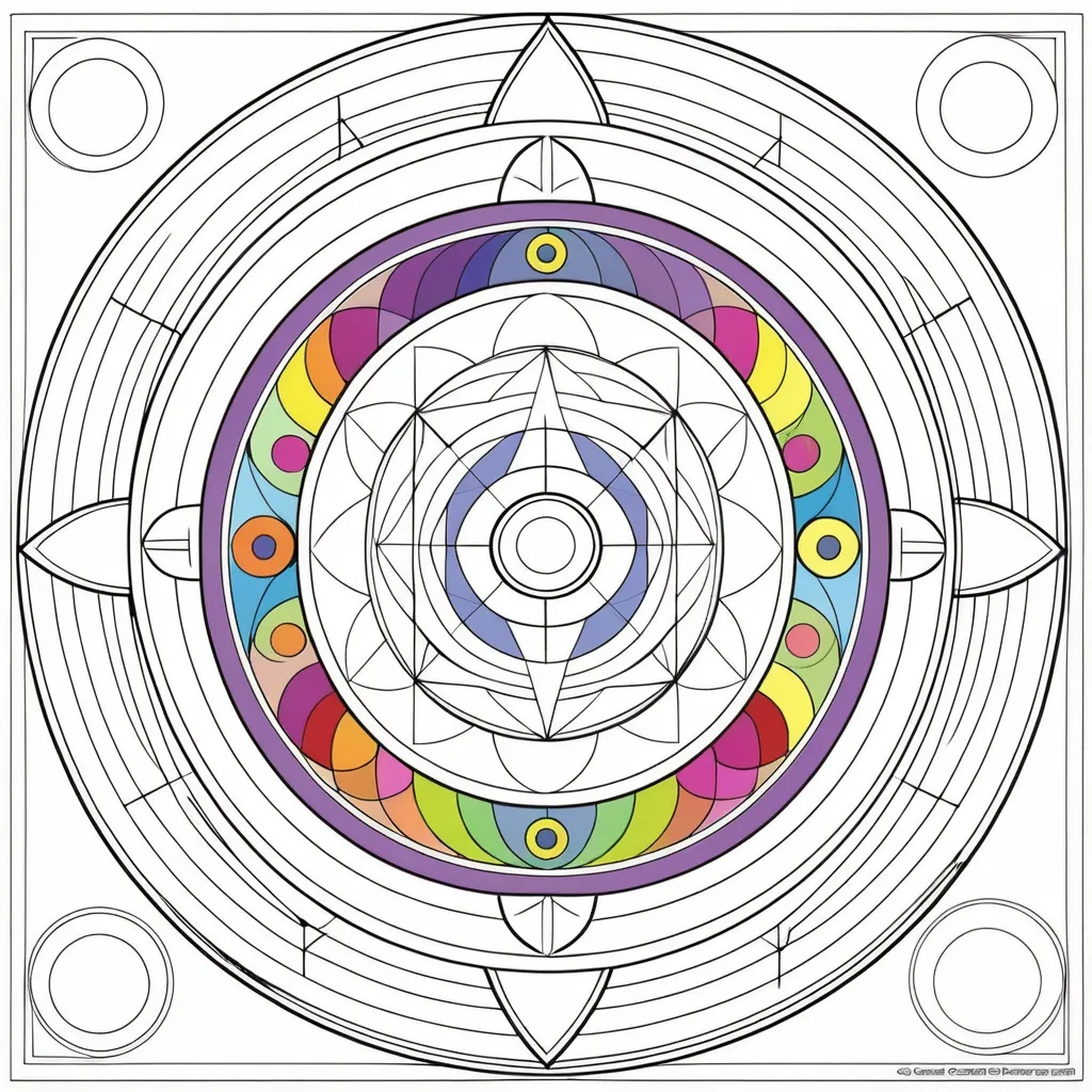 Prompt: No faces . Just sacred geometry shapes colouring pages . 12 month calender colouring book for adults. 12 different seasonal scared geometry colouring pictures. One colouring picture for each month . Each related to 
specific month of the calender.