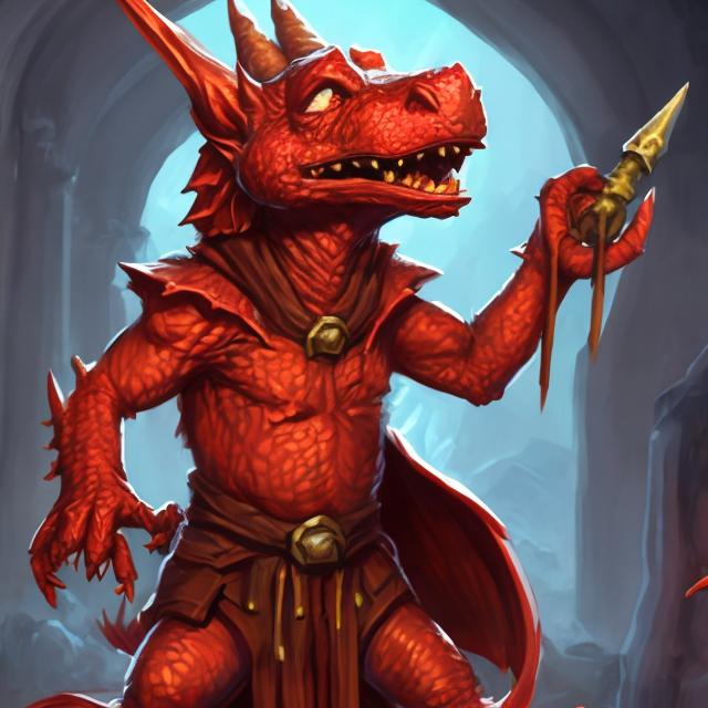 Prompt: A red kobold sorcerer