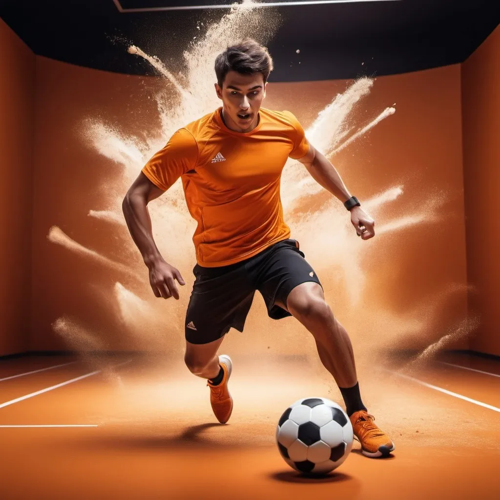 Prompt: Sports
 in orange background
