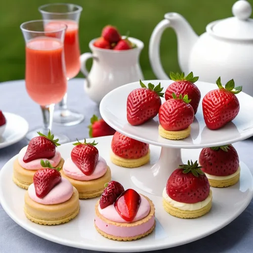 Prompt: Strawberry desserts afternoon tea