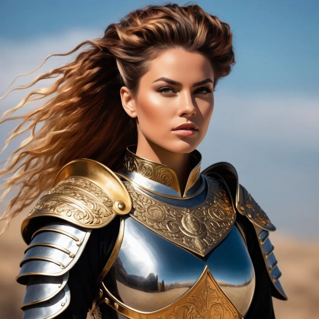 Prompt:  portrait of a warrior queen, with hair made up in high top. powerful stance, strong female character, royalty