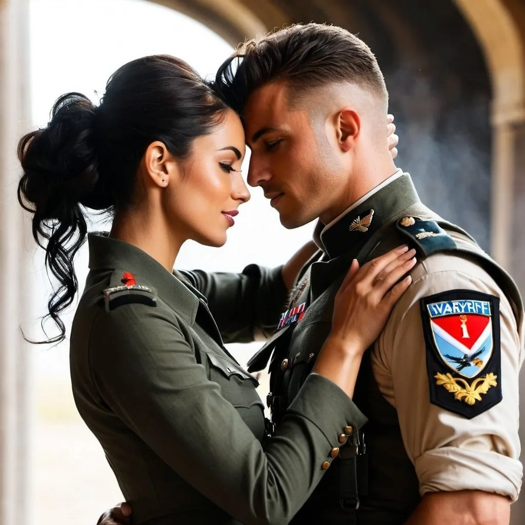 Prompt: “Have you escaped then?”
“Yes, my Spitfire. I’m free.”
“Welcome home, Warryk.” the black  mohawk hair soldier, fresh from battle hugged sofia butella looking wife. The soldier couple burrowed their faces into each other's shoulders.
 “It’s been a long while,” he said thoughtfully.
“I’m so proud of you there aren't words.” She replied. 
