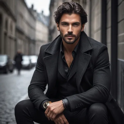 Prompt: Discover the allure of this dark, handsome mystery. Explore the charisma and charm that captivate hearts. Homeless and Dark. #HandsomeMen #MysteryMan #Charming #darkhandsomemale