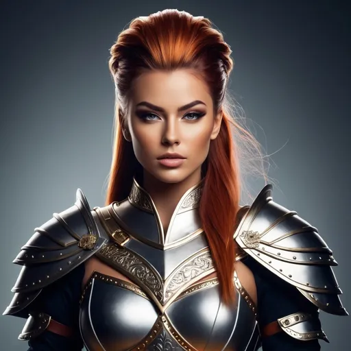 Prompt:  portrait of a warrior queen, with hair made up in high top. powerful stance, strong female character, royalty